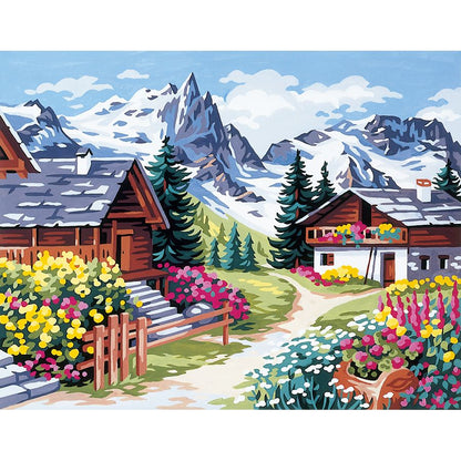 Case di montagna con fiori