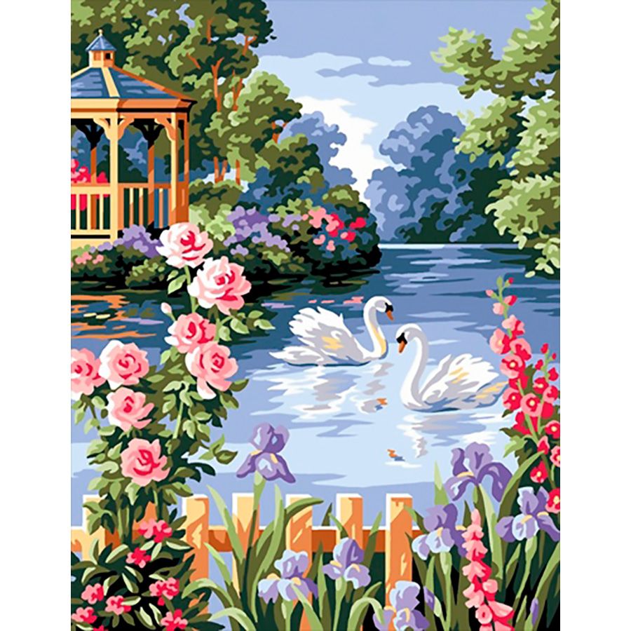 I cigni nel lago di fiori