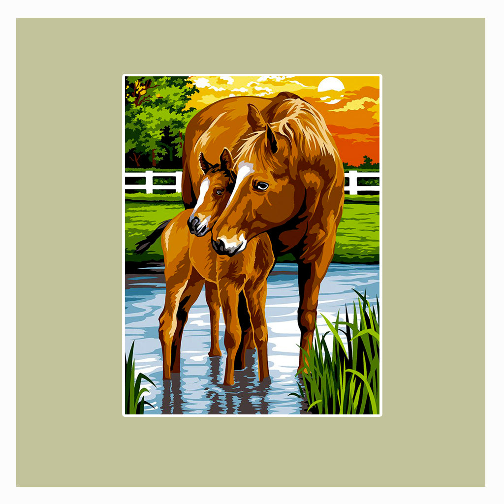 Kit Punto Croce AMBATTERY 11CT – Federa Cuscino Con Cavallo 45x45 Cm – Ricamo Prestampato Per Principianti – Fai-da-te In Cotone