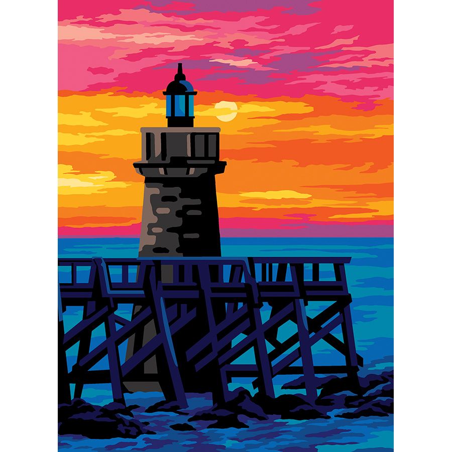 Grande faro al tramonto