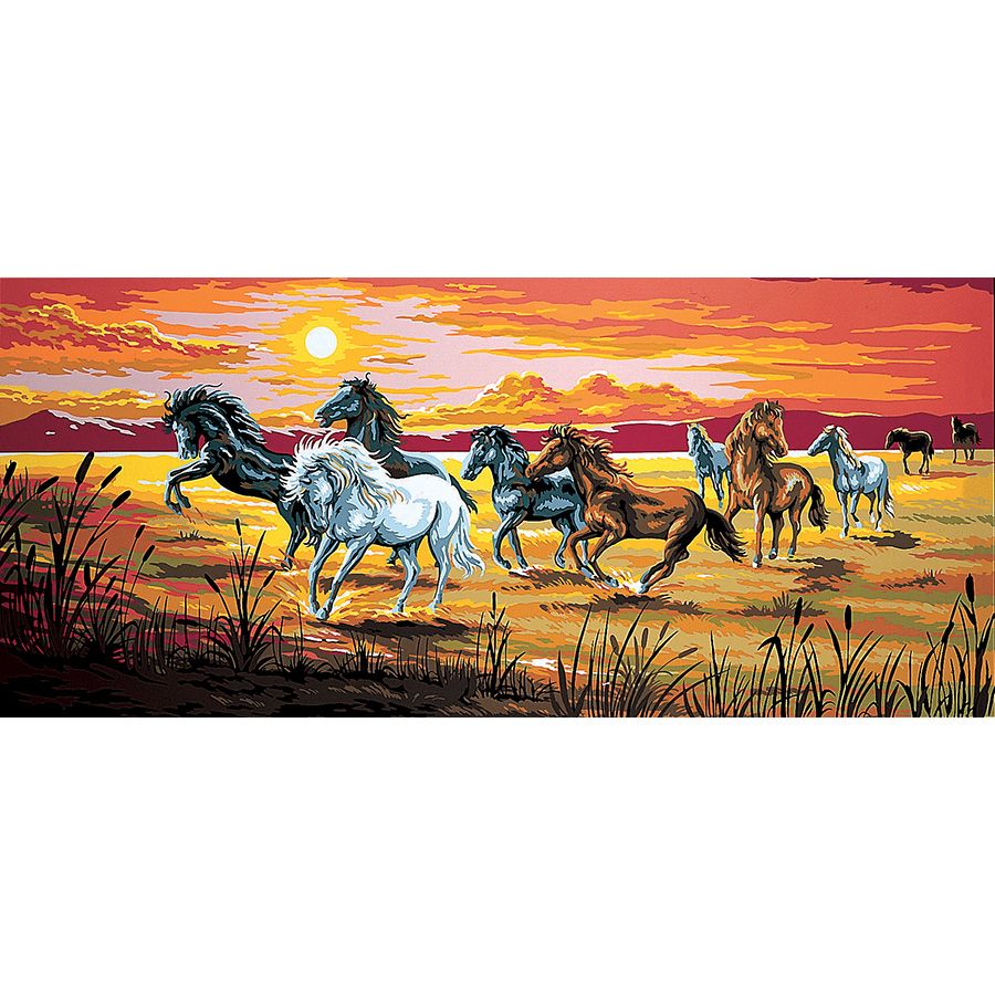 Cavalli al galoppo al tramonto