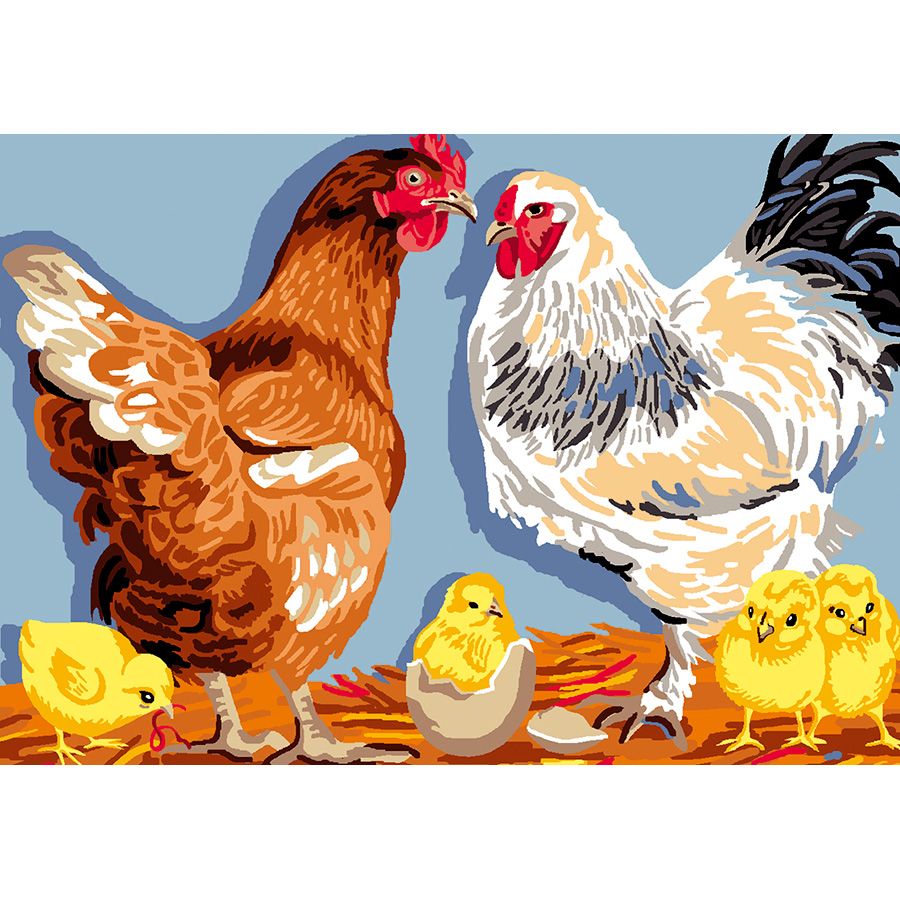 Il gallo, la gallina e i pulcini