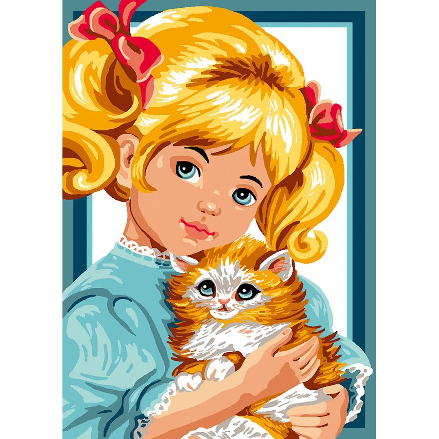 La bambina bionda col gattino