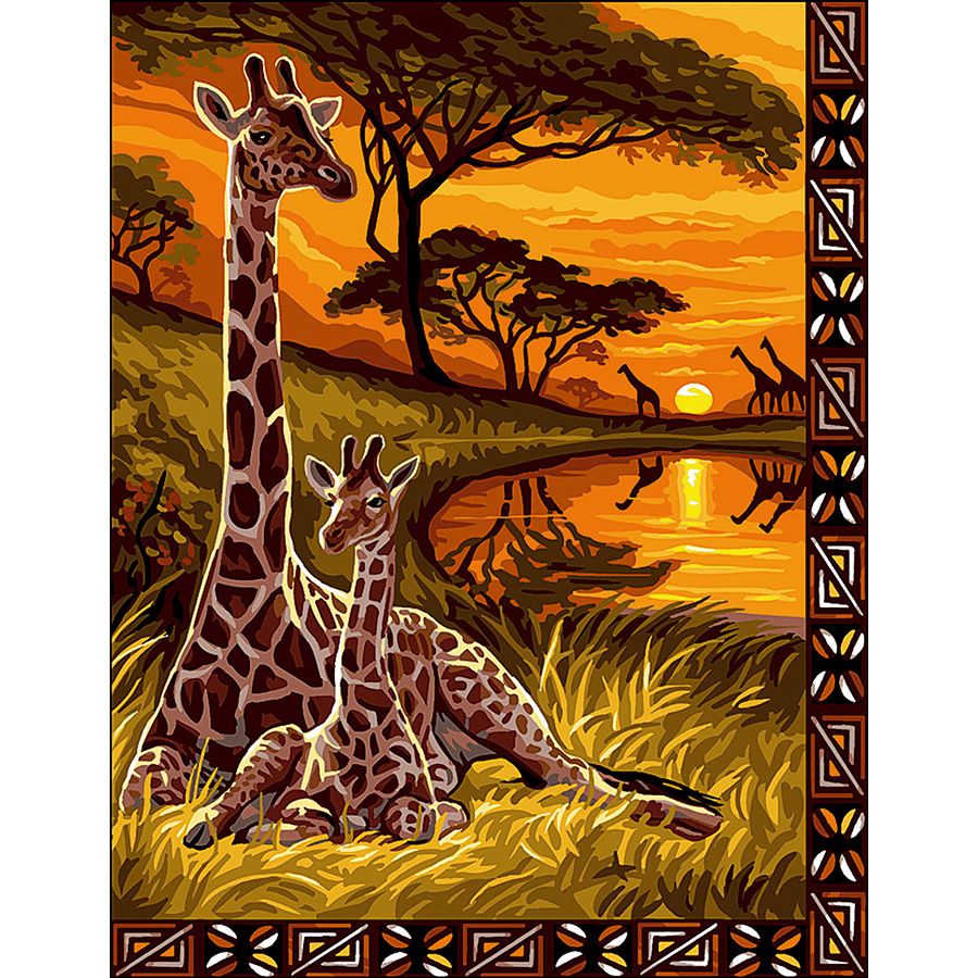 Giraffa madre con il suo cucciolo