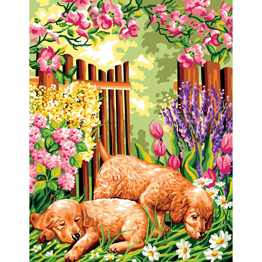 I teneri cani tra i fiori