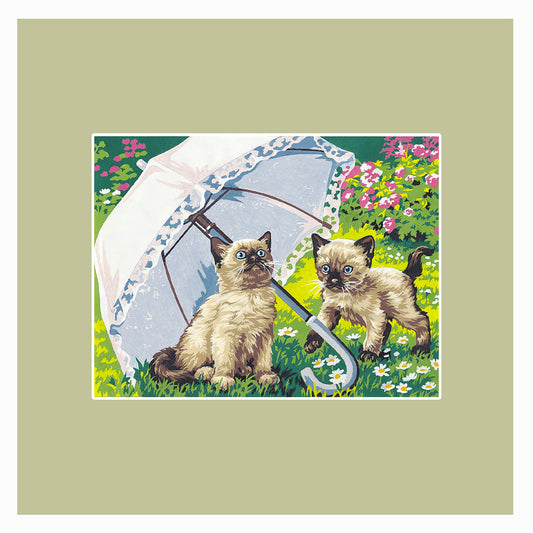 Gatti sotto l'ombrello