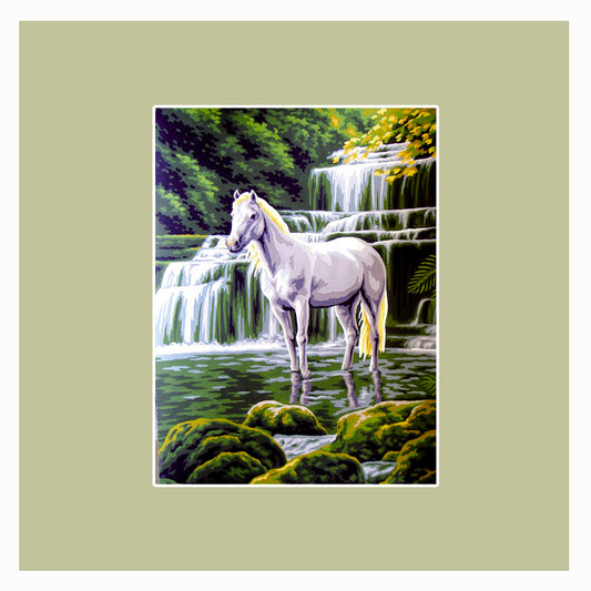 Cavallo bianco nella cascata
