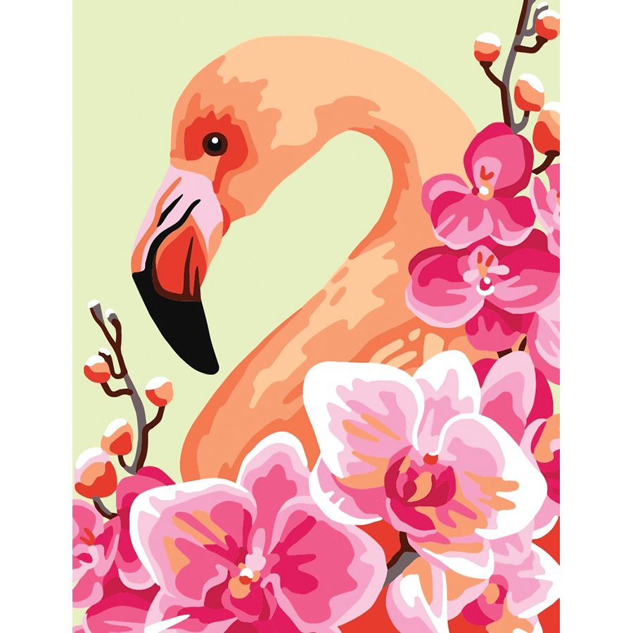 Il fenicottero e i fiori rosa