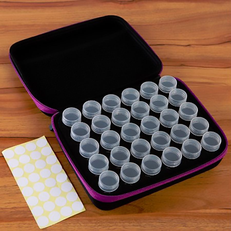 Custodia con cerniera con 30 scatole rotonde