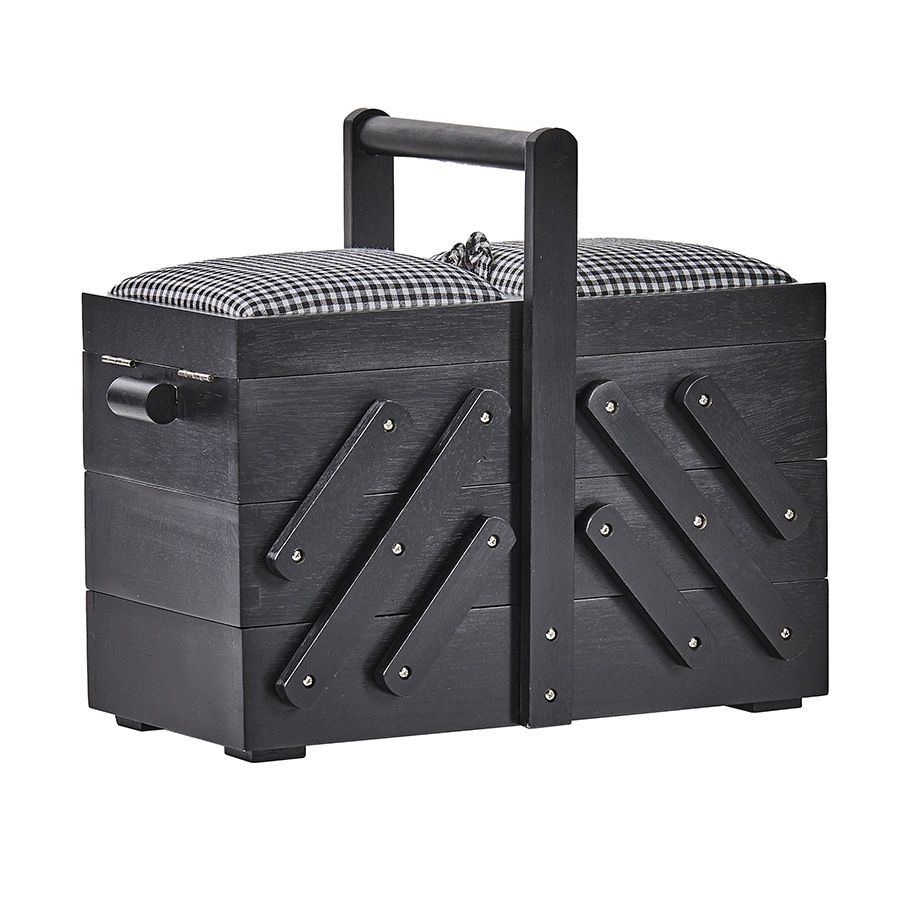 Porta oggetti mobile in legno nero