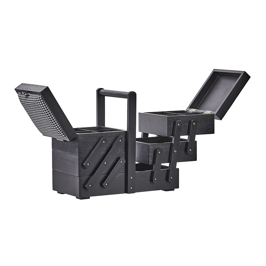 Porta oggetti mobile in legno nero