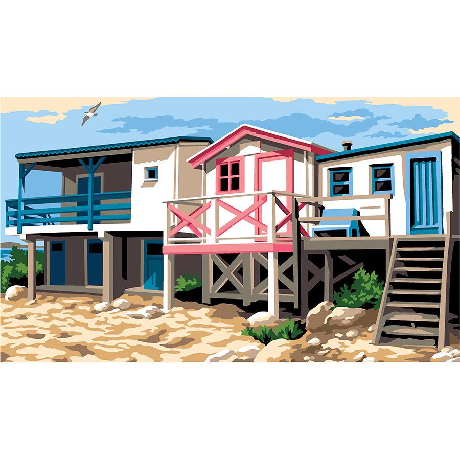 Casette di mare sulla spiaggia