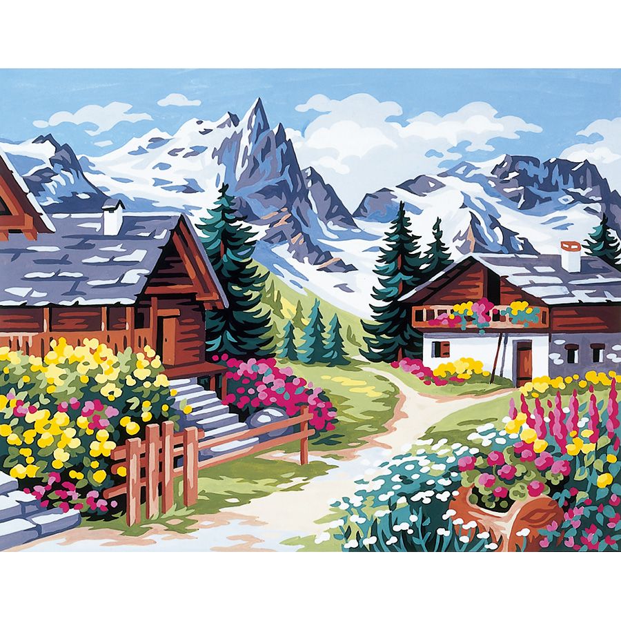 Case di montagna con fiori