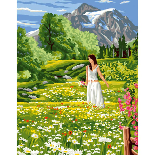 Donna nel prato di fiori