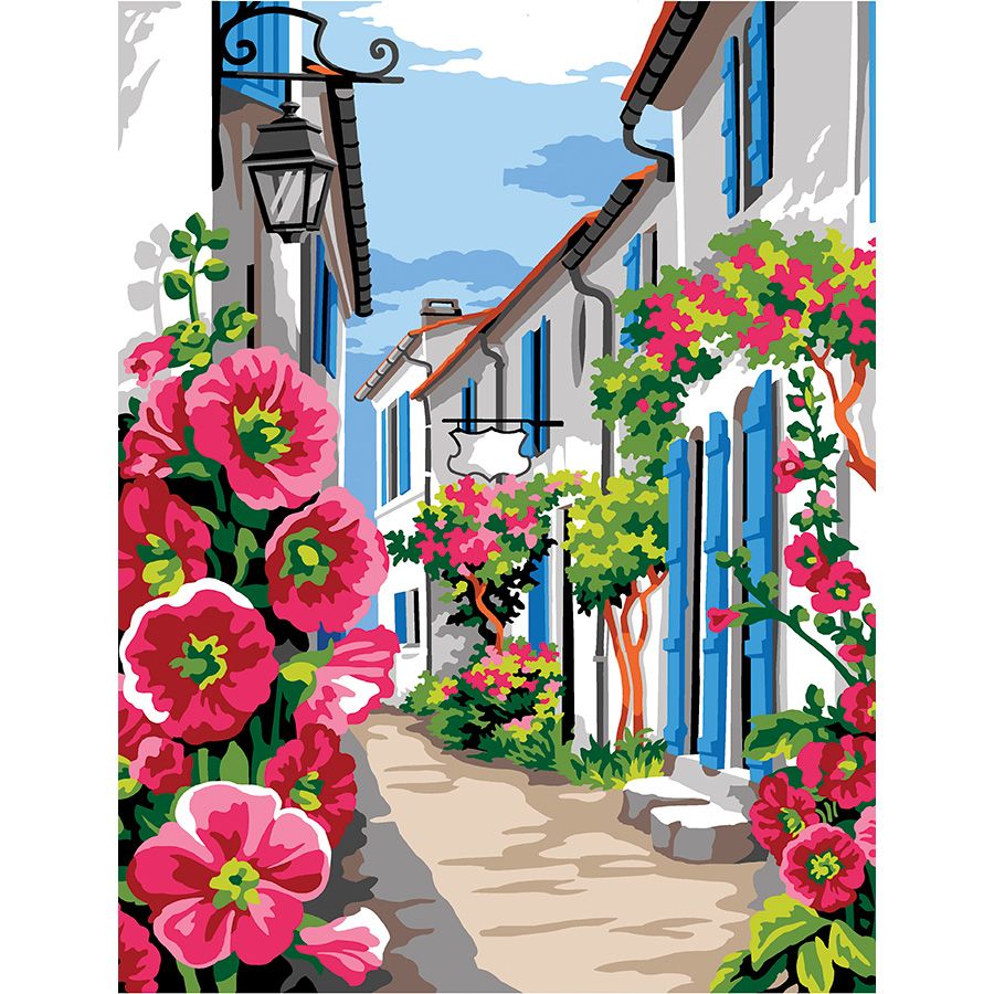 La via di paese tra i fiori