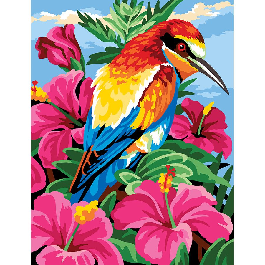 Martin pescatore sui fiori
