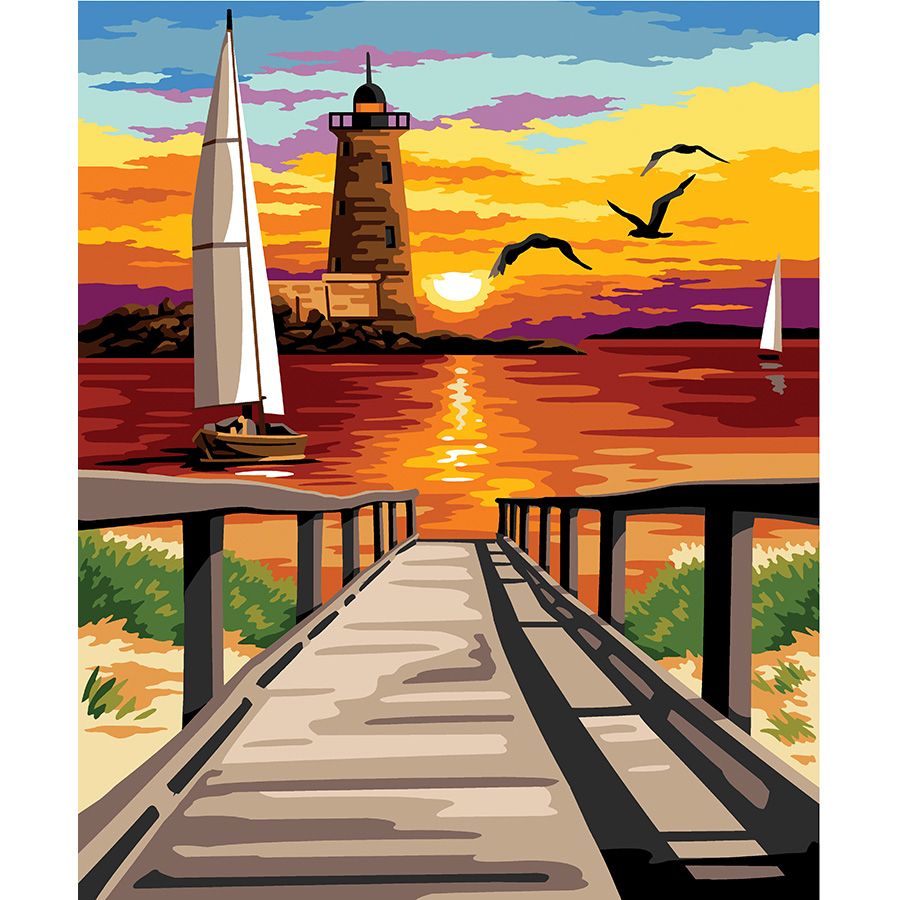 Pontile vista mare al tramonto