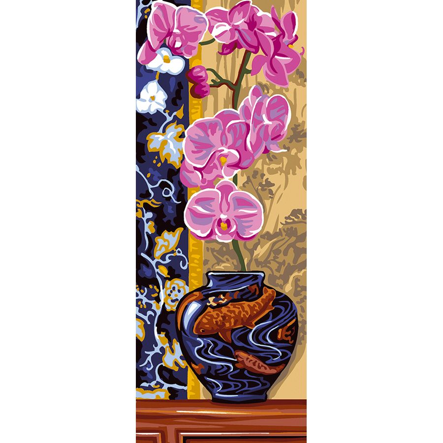 Orchidea nel vaso con il pesce