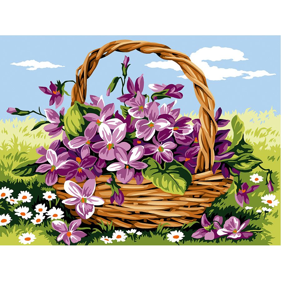Cestino in paglia di fiori viola