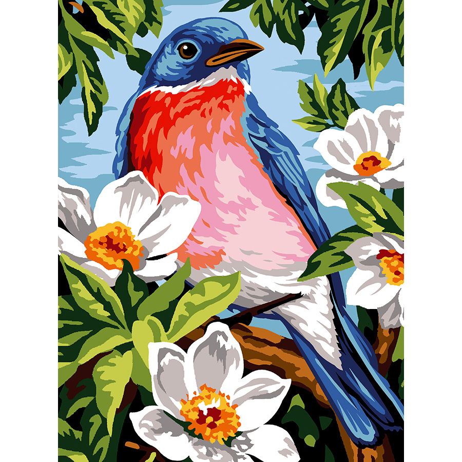 Uccellino blu e i fiori