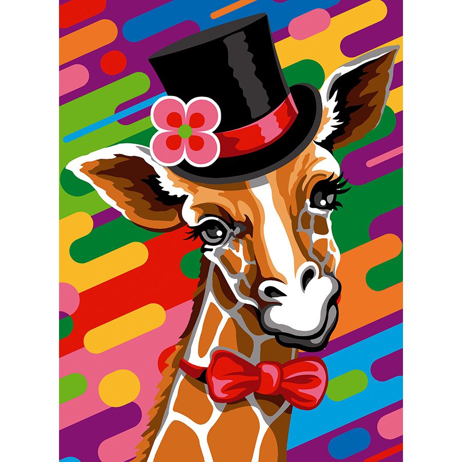Giraffa con cappello e papion