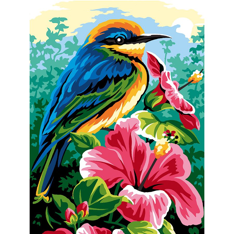 Uccellino blu sul fiore