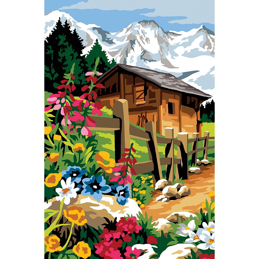 Casa e strada tra i fiori in montagna