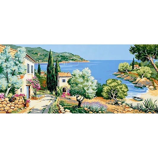 Panorama di una città di mare