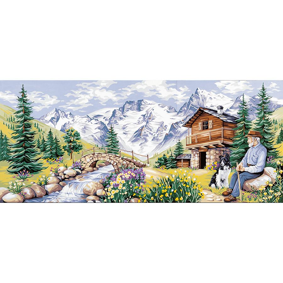 Il nonno ed il suo cane in montagna