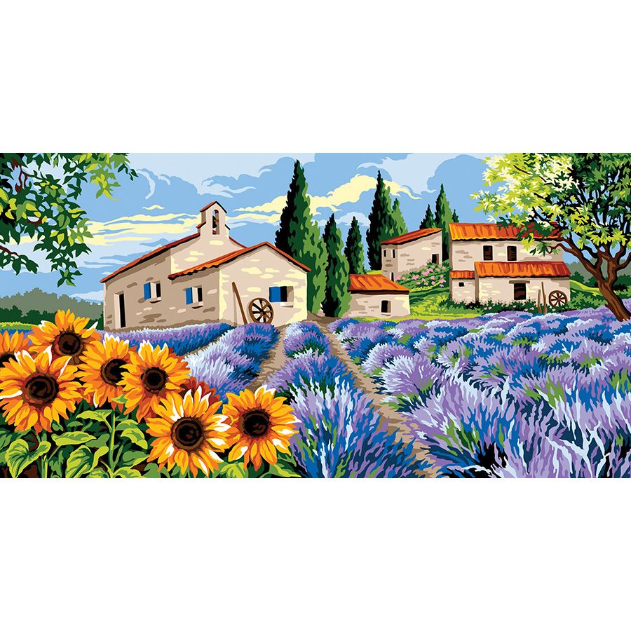 Campo di fiori e case