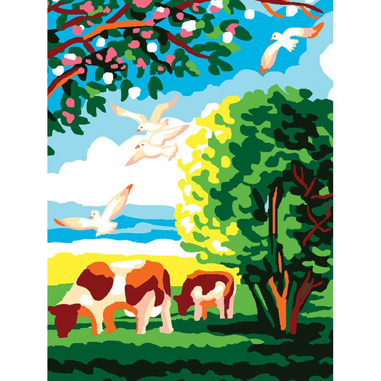 Le mucche tra gli alberi