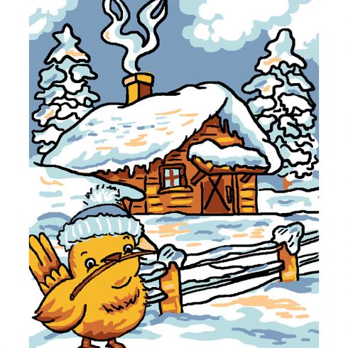 L'uccellino e lo chalet innevato