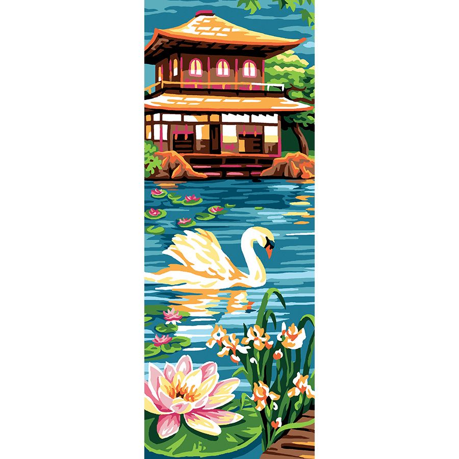 Cigno e tempio orientale