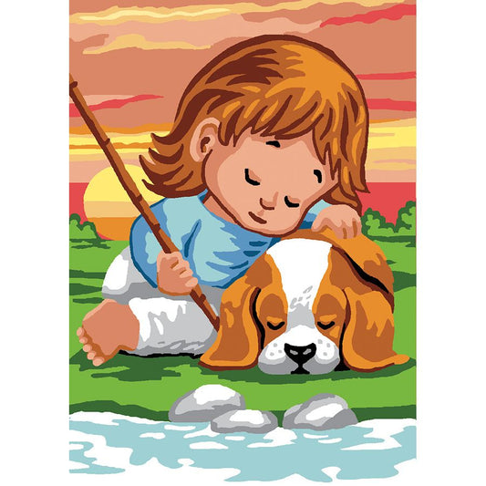 Il bambino e il cane addormentati