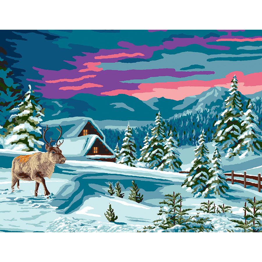 Paesaggio di montagna e la renna