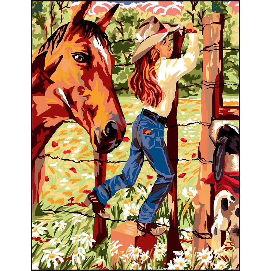 Cowgirl con il cavallo