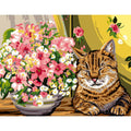 Vaso di fiori con gatto