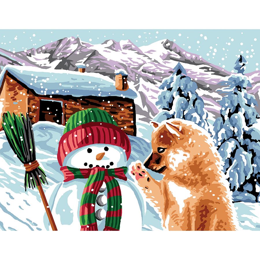Il cagnolino e il pupazzo di neve