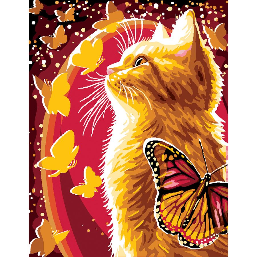 Gatto d'oro tra le farfalle