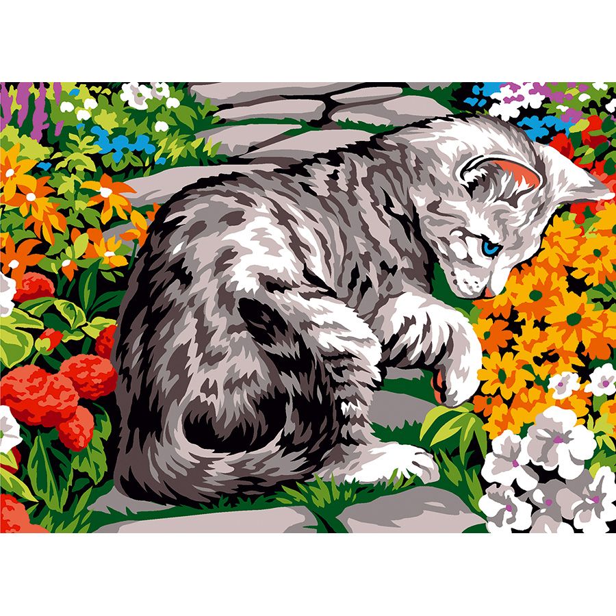 Il gatto sulla strada fiorita