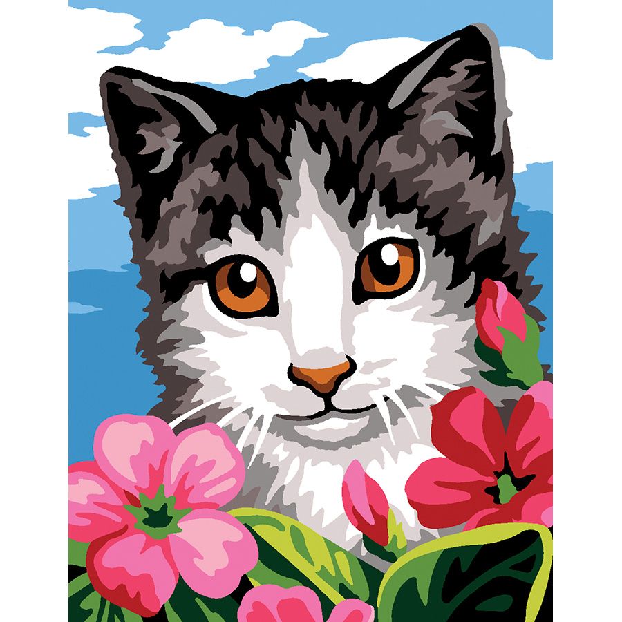 Il gatto tra i fiori rosa