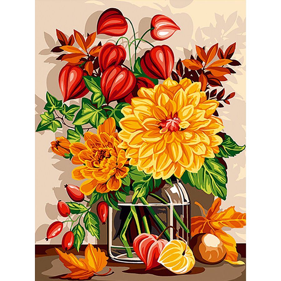 Il vaso di fiori autunnale