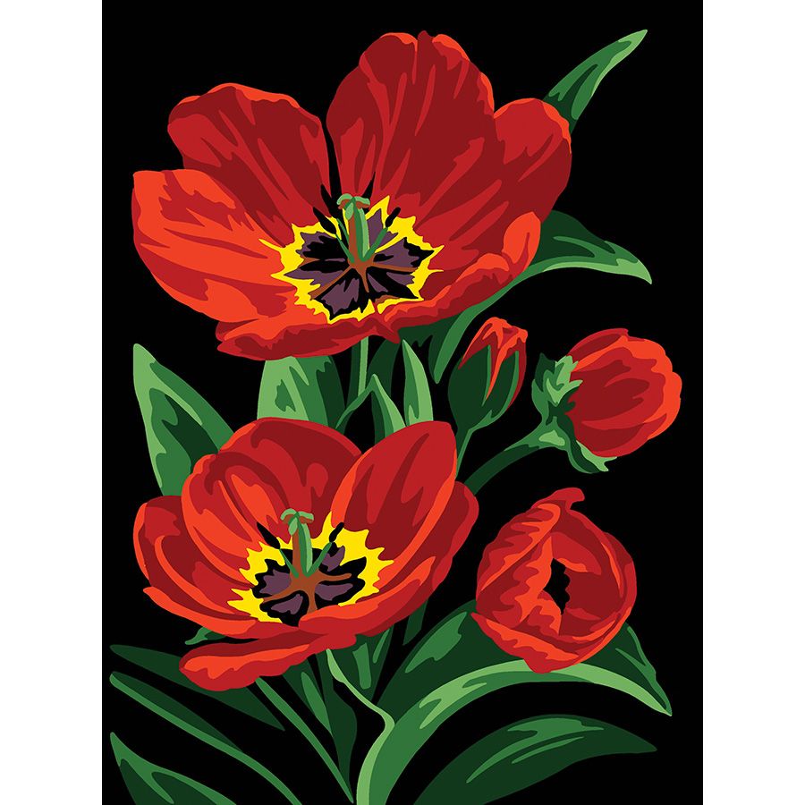 Fiori rossi su fondo nero