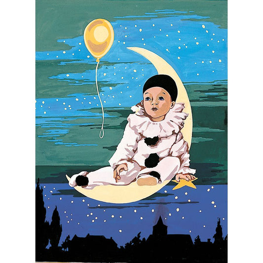 Bambino e palloncino tra le stelle magiche