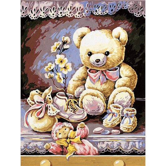 Orso pupazzo sul comodino