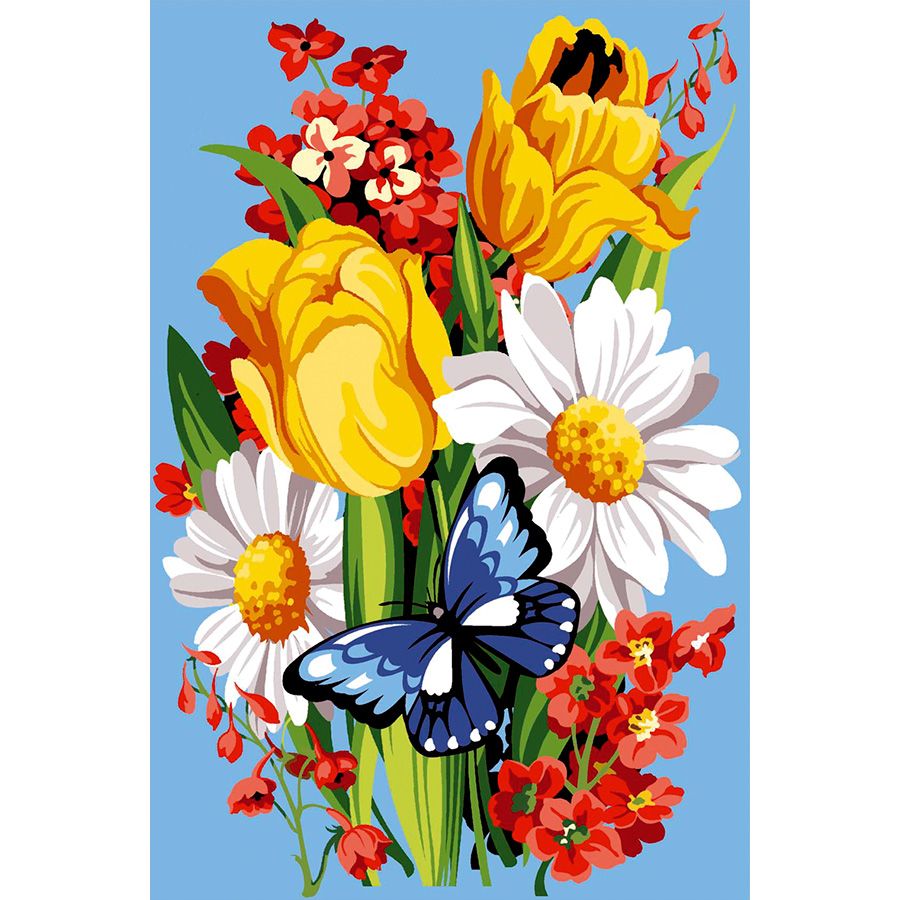 Il mazzo di fiori e la farfalla
