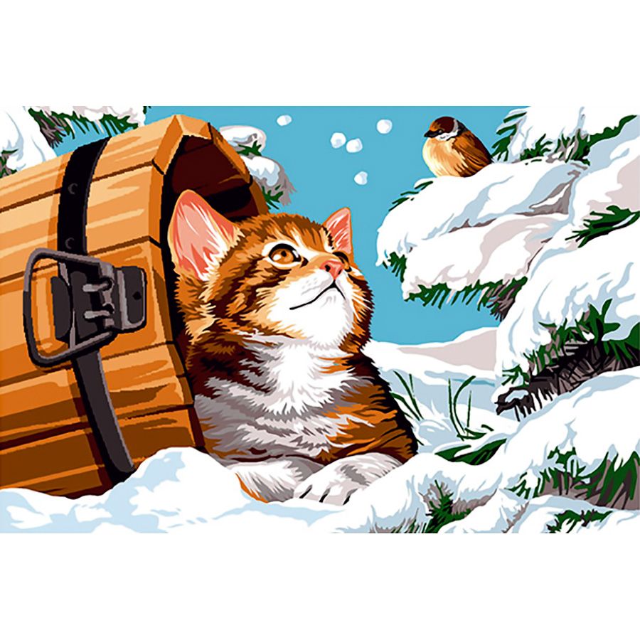Il gatto e il barile nella neve