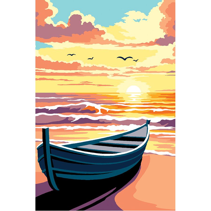 Barca arenata al tramonto