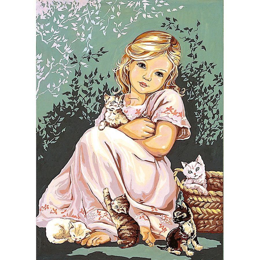 Bambina con i gattini
