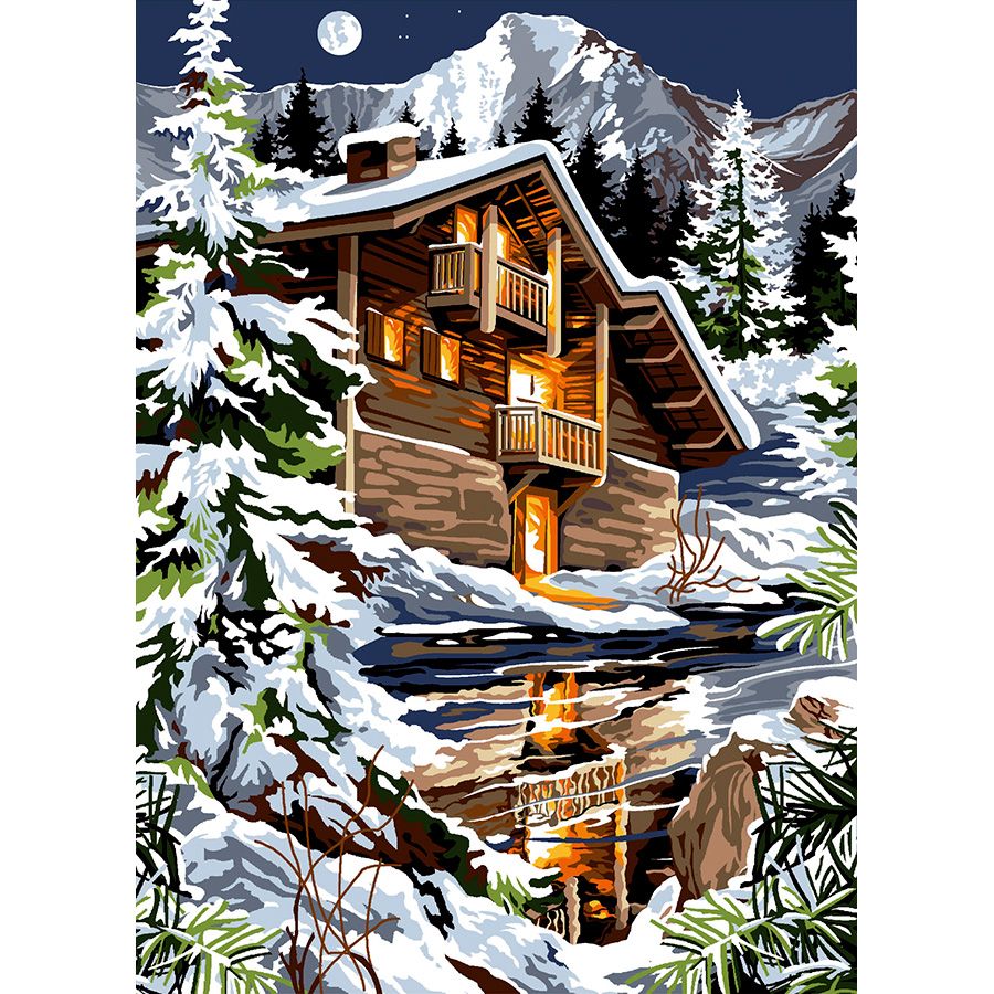 Chalet notturno sul lago